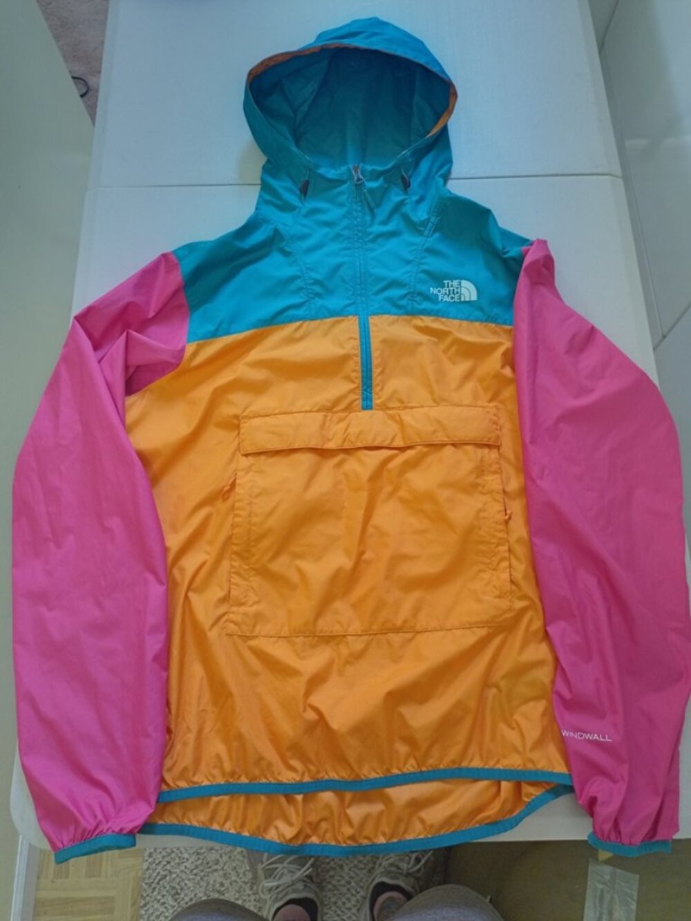 The North Face 1/4 Zip Anorak Windbreaker Hoodie Jacket Colorblock Adult Medium
